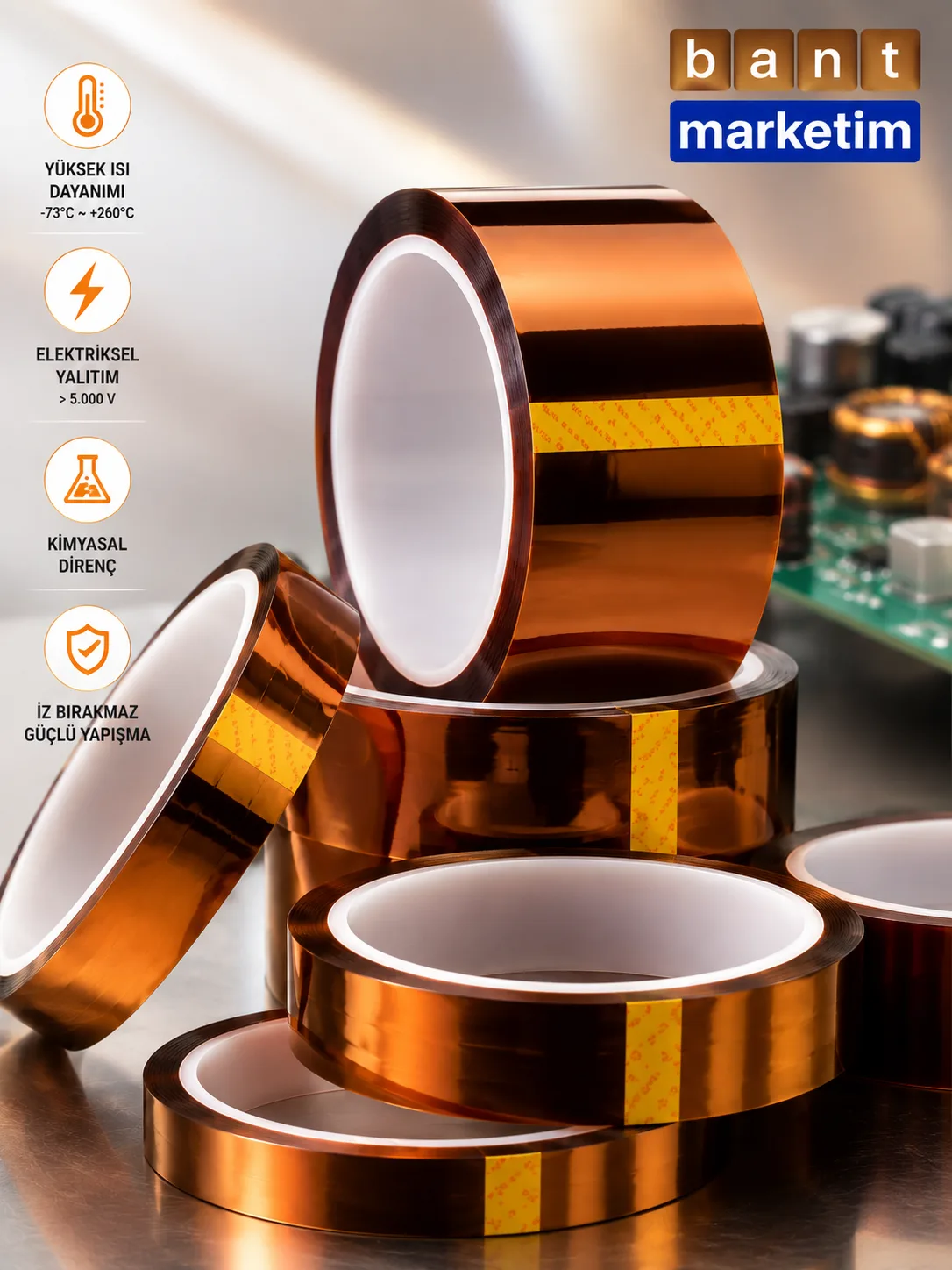 Isıya Dayanıklı Kapton Bant 50mmx33mt