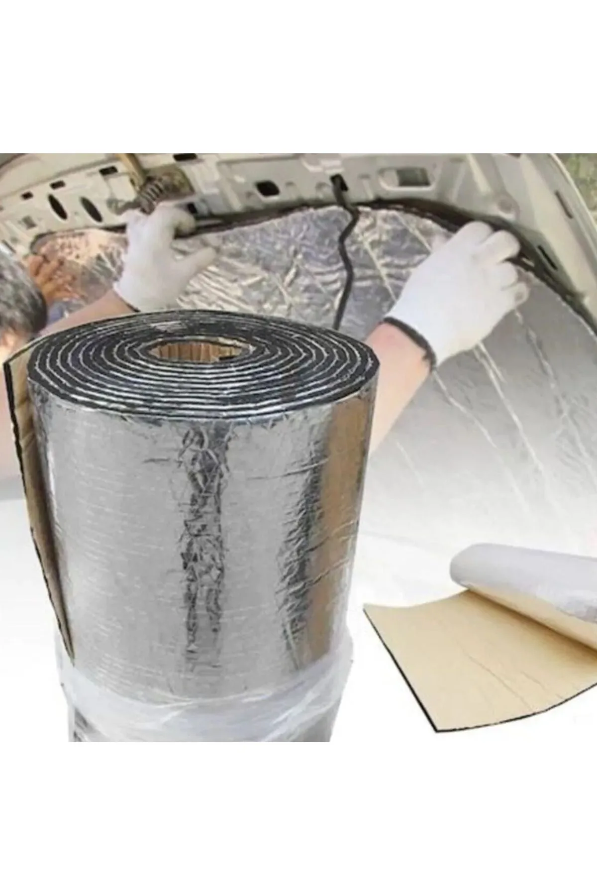 Kaput Altı Alüminyum Folyolu Kendinden Yapışkanlı 6mm 100x150 Kauçuk Ses Yalıtım Levhası