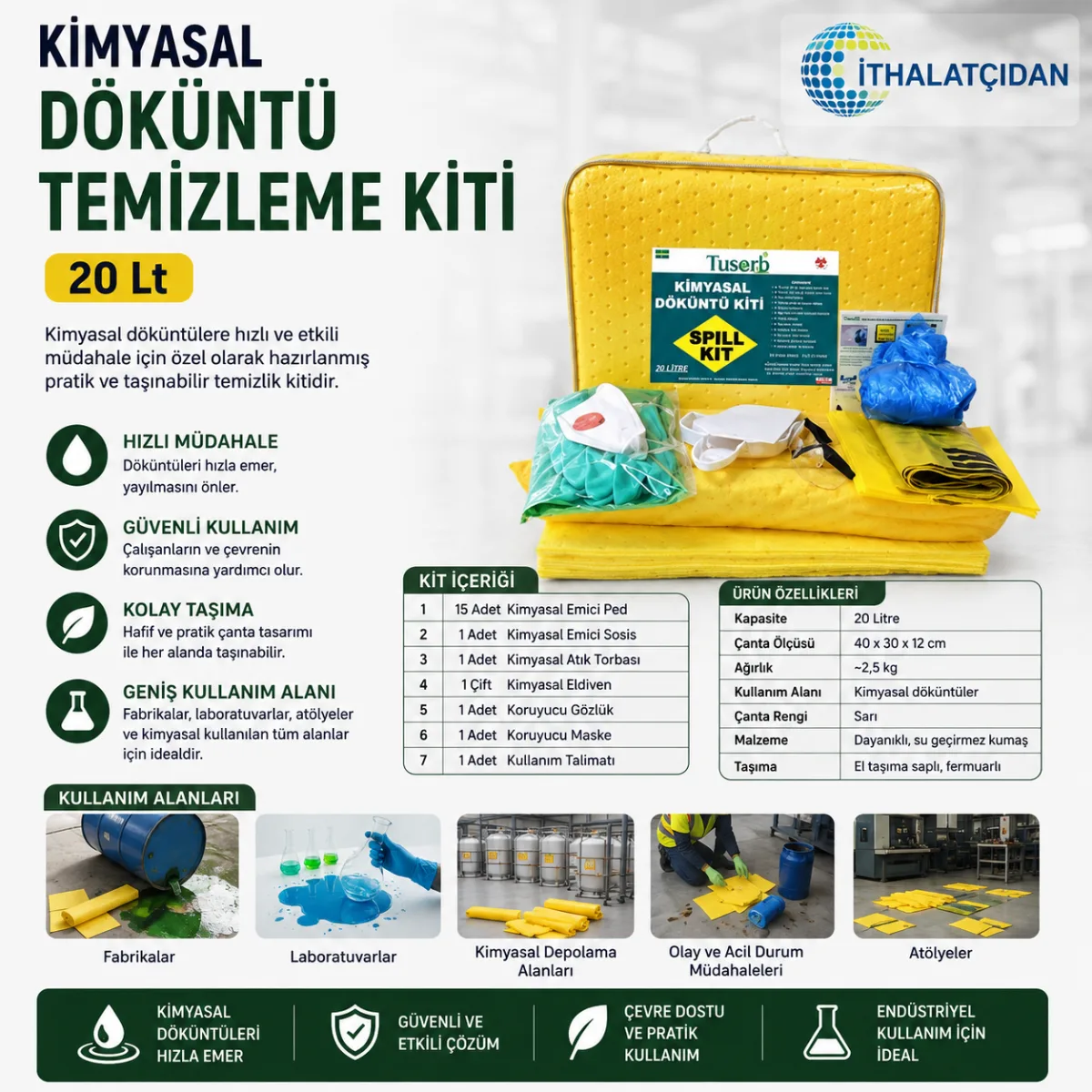 Kimyasal Döküntü Temizleme Kiti 20 Lt