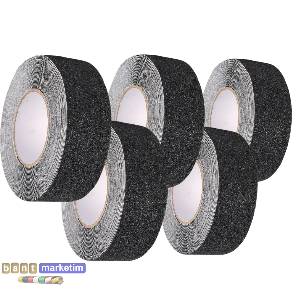 5 Adet Merdiven Ve Zemin Kaydırmaz Kaymaz Bant 50mm X 25mt Siyah