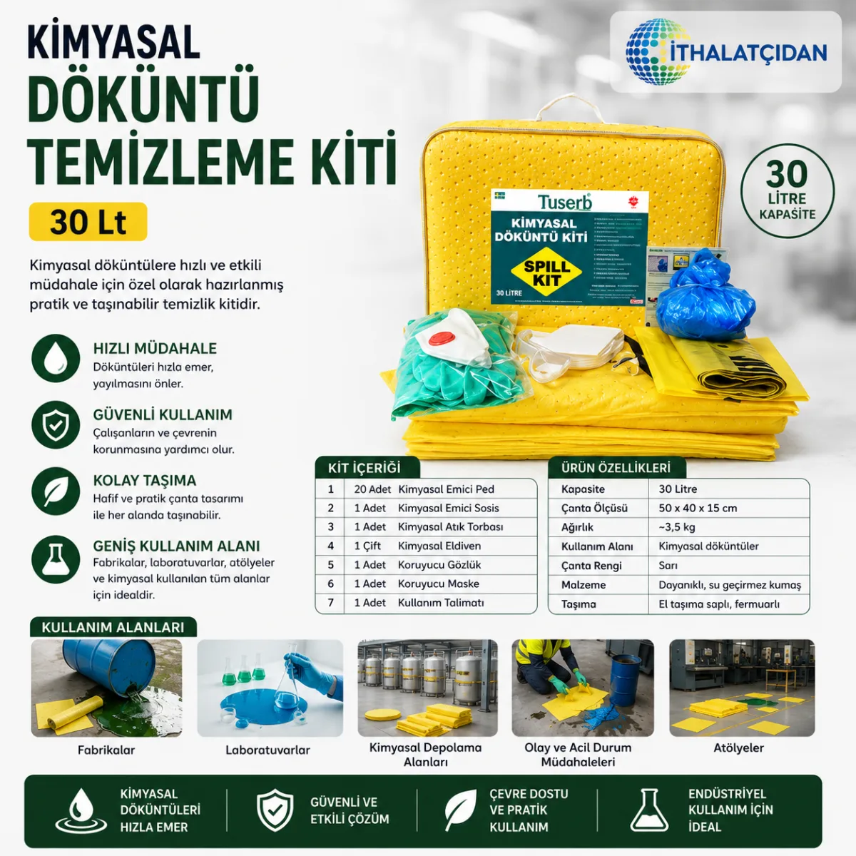 Kimyasal Döküntü Temizleme Kiti 30 Lt