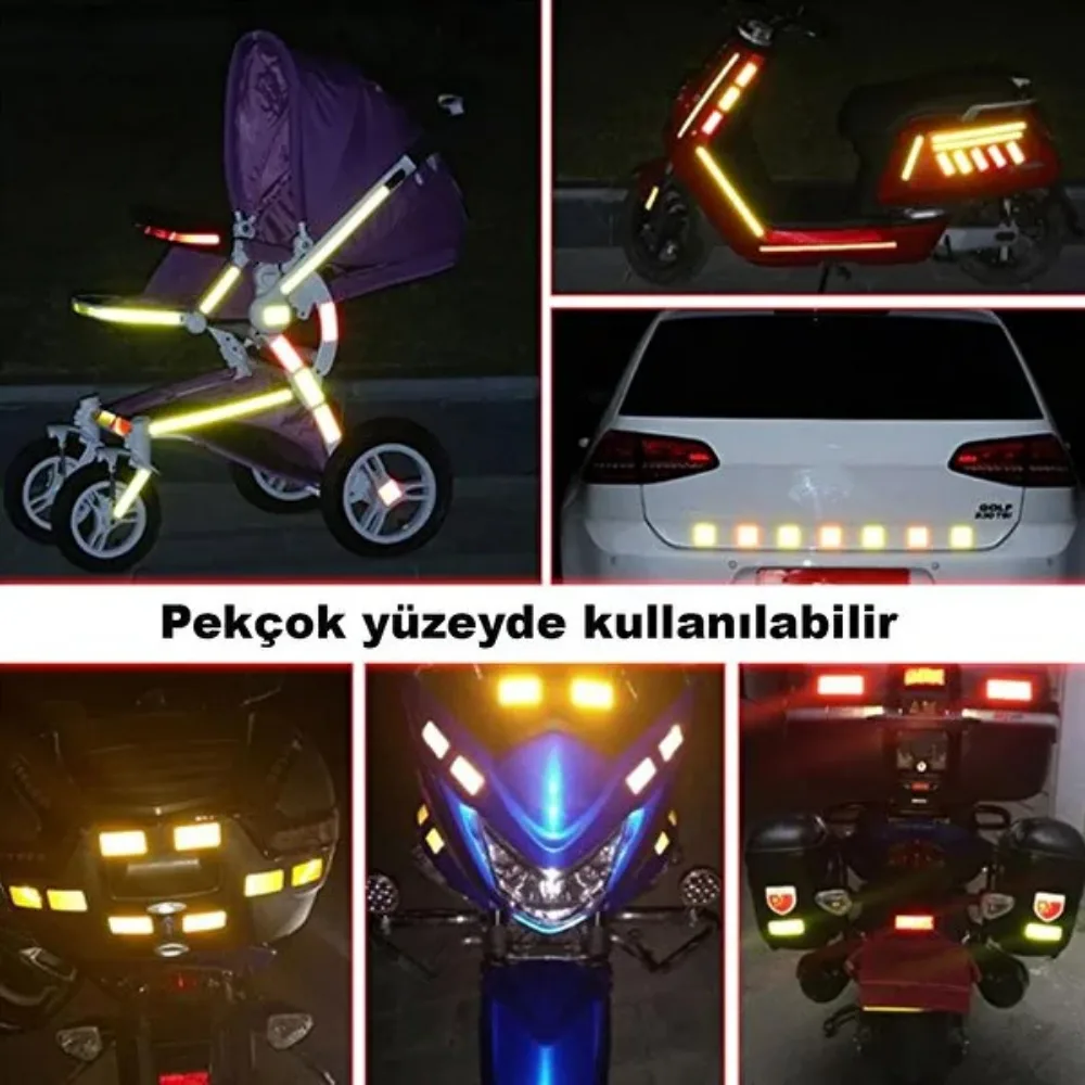 Reflektörlü Reflektif Fosforlu Şerit Bant Petekli Reflekte İkaz Bandı 5 cm x 5 Metre Sarı