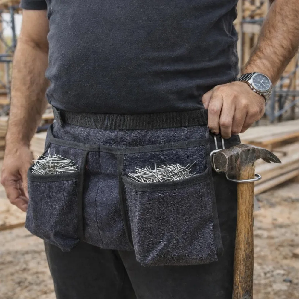 Kalın Ve Yumuşak Kot Dört Cepli Kot Keserlik Çivi Önlüğü