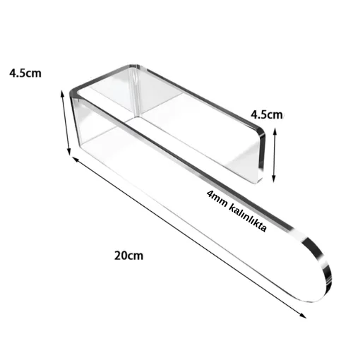 Akrilik 4mm Şeffaf Pleksiglas Havlu, Kağıt Rulo Havluluk, Peçetelik, Yapışkanlı Tasarım, Banyo Askısı