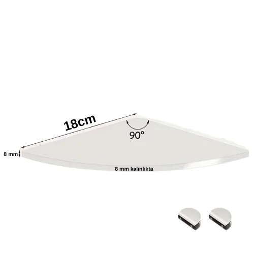 2 Adet 8mm Pleksi Hayalet v Raf | Banyo Mutfak Organizer Düzenleyici Metal Ayak Bağlantlı 18cm