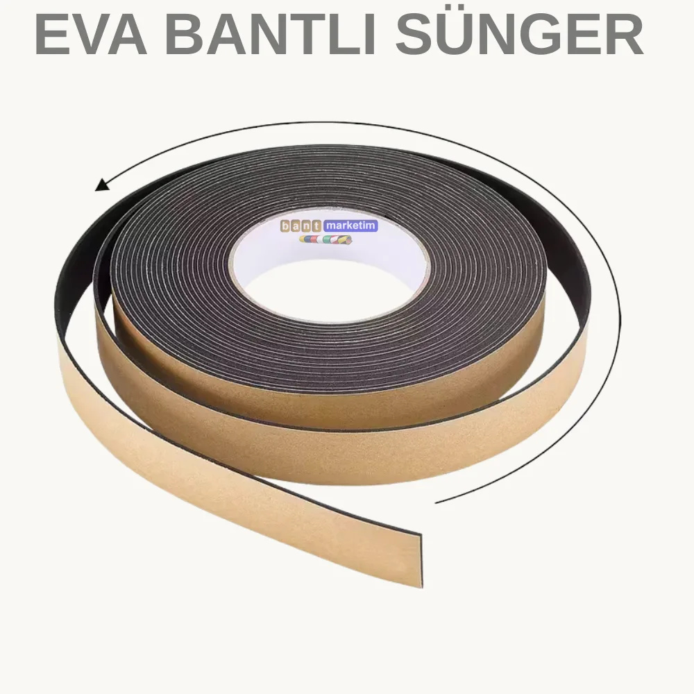Eva Neopren Conta Sünger Bantlı Sızdırmazlık Bandı 3mm Kalınlıkta 8mmx20mt