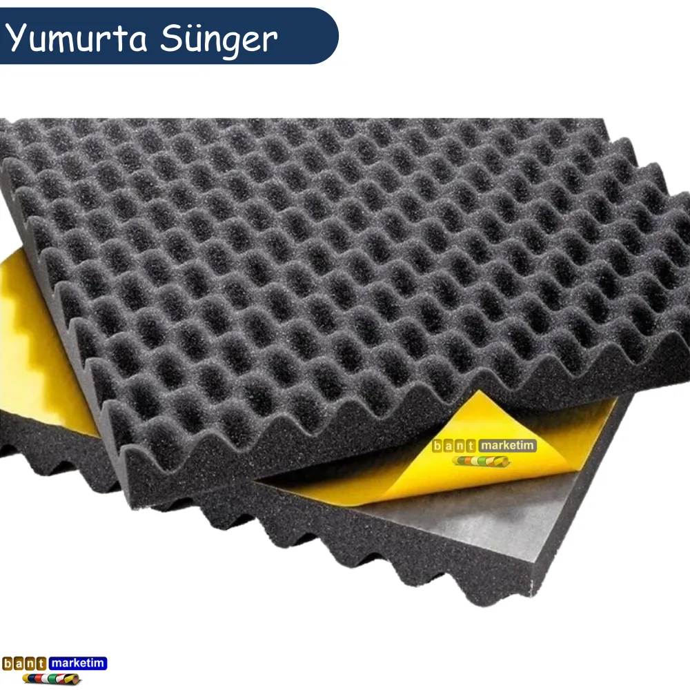 Akustik Yumurta Süngeri Kendinden Bantlı 40 mm 70 Dns 50x50
