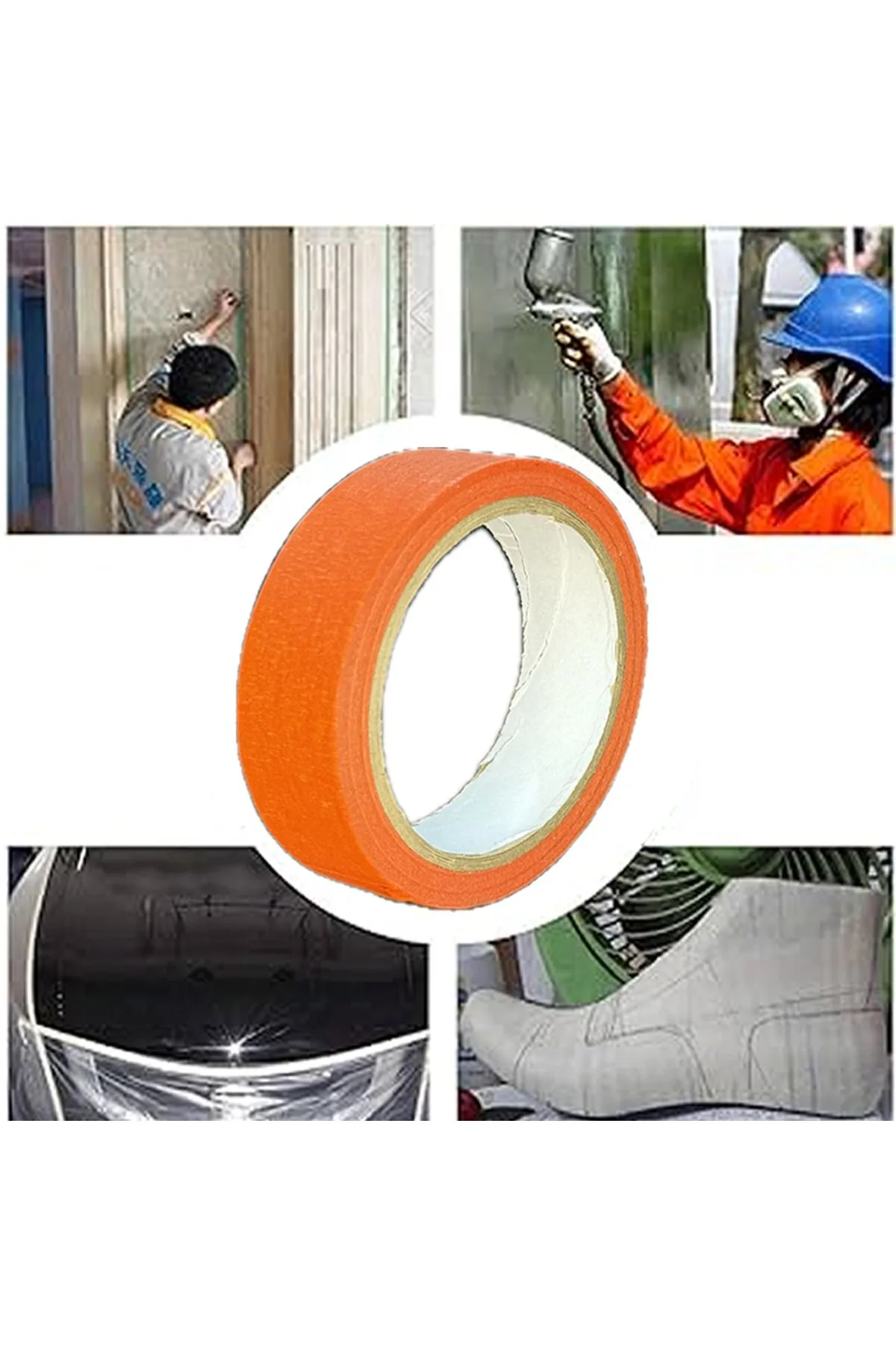 Renkli Maskeleme Kağıt Bant Boya Bandı 24mmx20mt Turuncu
