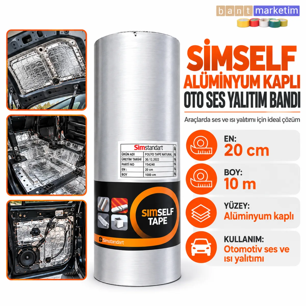 Simself Alüminyum Kaplı Oto Ses Yalıtım Bantı 20cm X 10mt