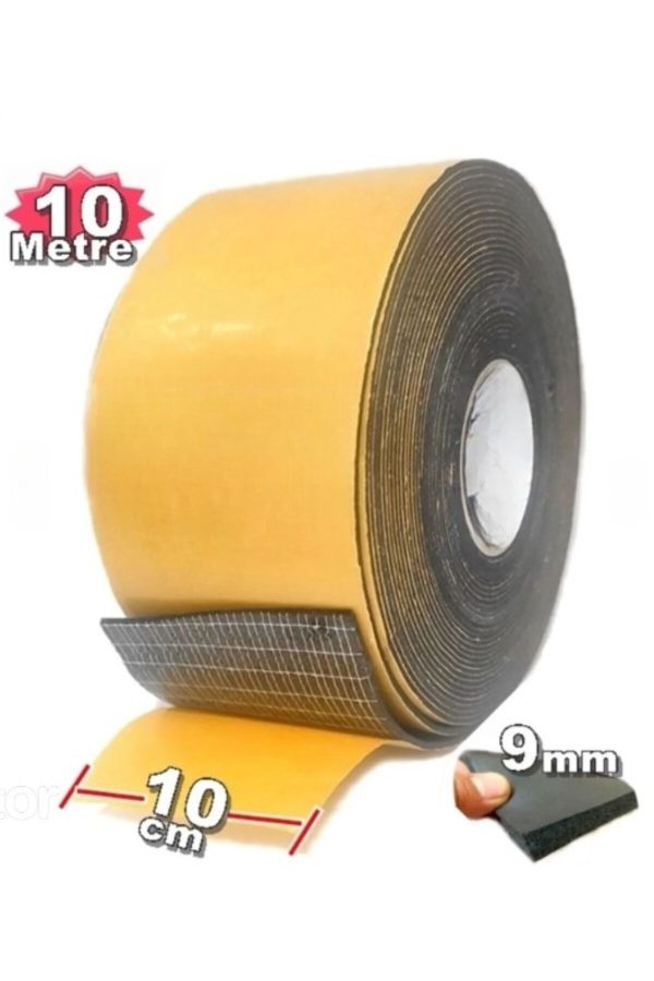 Araç Oto Ses Isı Yalıtım 10cm x 10mt 9mm Yapışkanlı Kauçuk Izolasyon Malzemesi Yalıtım Bandı
