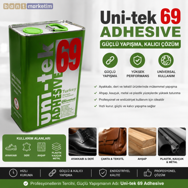 Uni-Tek 69 Polikloropren Esaslı Evrensel Yapıştırıcı – Güçlü Kontak Yapıştırıcı 3kg