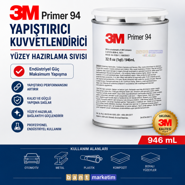 3M Primer 94 Yüzey Hazırlama Sıvısı Yapıştırıcı Güçlendirici 946 ml