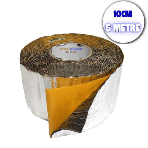 Araç Oto Ses Isı Yalıtım Bandı 3mm x 10cm x 5metre Alüminyum Folyolu Kauçuk Bant Izolasyon Malzemesi