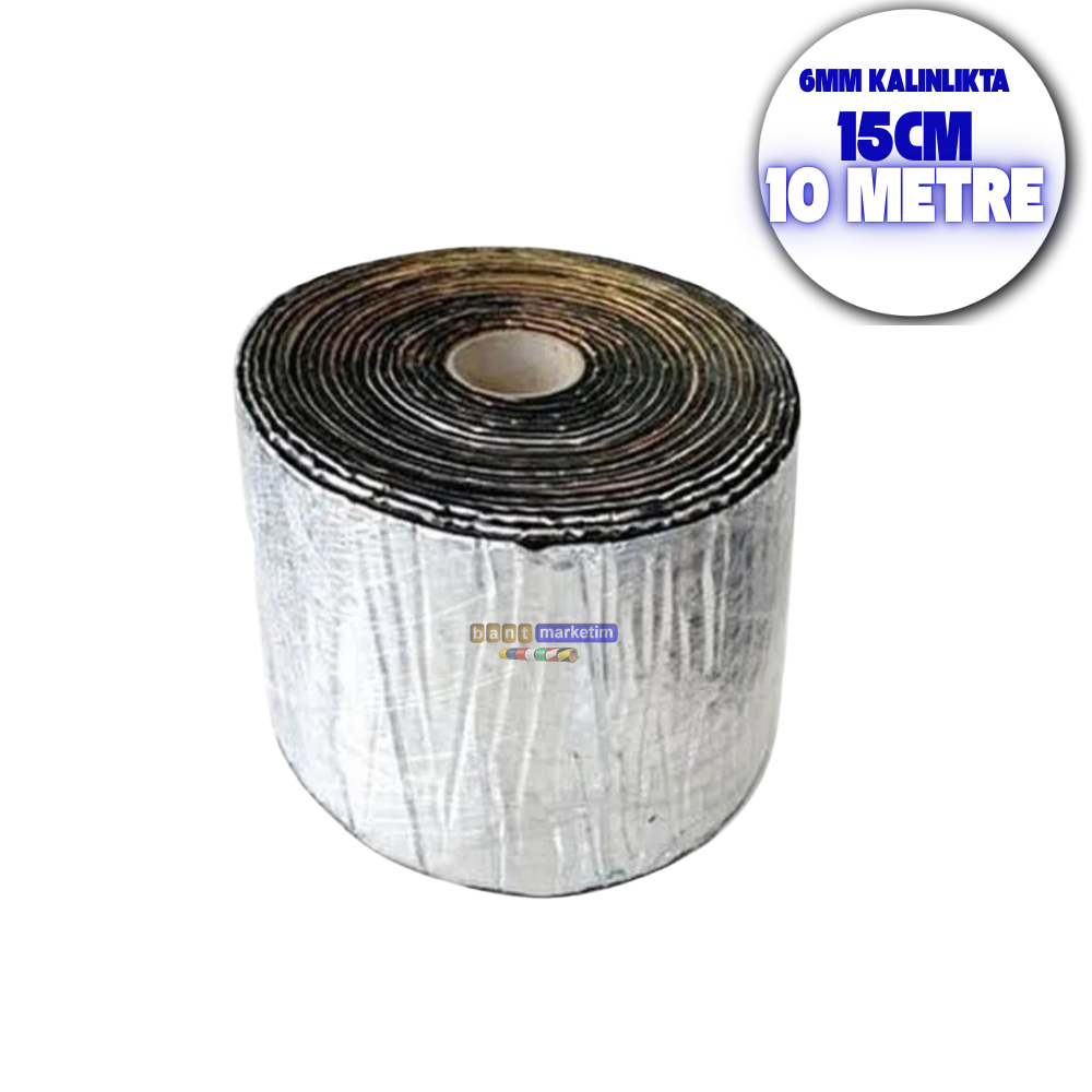 Araç Oto Ses Isı Yalıtım Bandı Folyolu Kauçuk Sünger 15cmx10metre 6mm Yapışkanlı