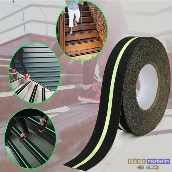 Fosforlu Kaydırmaz Bant 50mmx25mt Yeşil Fosforlu Merdiven Bandı 50mm Fotolümenli