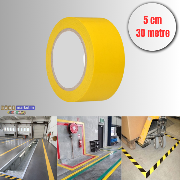 Pvc Yer İşaretleme Bandı 5cmx30m Zemin Bandı Sarı