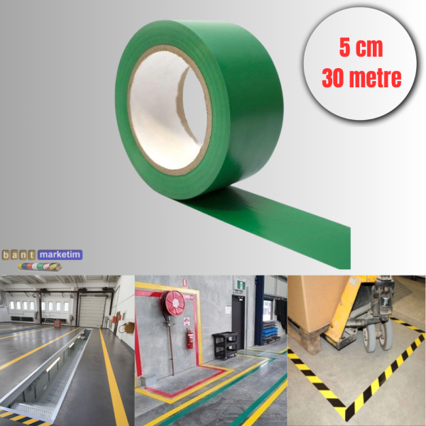 Pvc Yer İşaretleme Bandı 5cmx30m Zemin Bandı Yeşil
