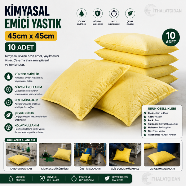 Kimyasal Emici Yastık 45cmx45cm 10 Adet