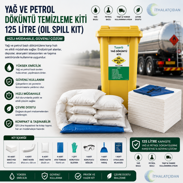 Yağ Ve Petrol Döküntü Temizleme Kiti 125 Lt