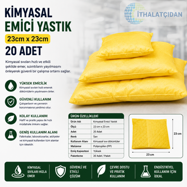 Kimyasal Emici Yastık 23cmx23cm 20adet