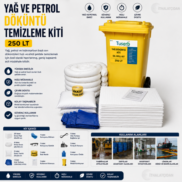 Yağ Ve Petrol Döküntü Temizleme Kiti 250 Lt