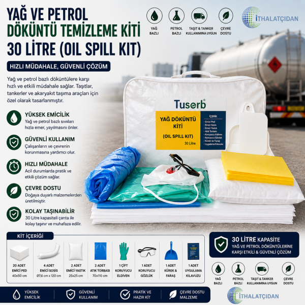 Yağ Ve Petrol Döküntü Temizleme Kiti 30 Lt