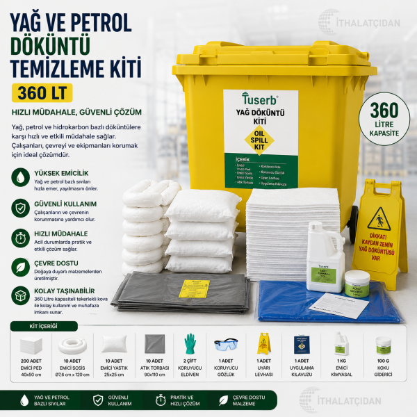 Yağ Ve Petrol Döküntü Temizleme Kiti 360 Lt