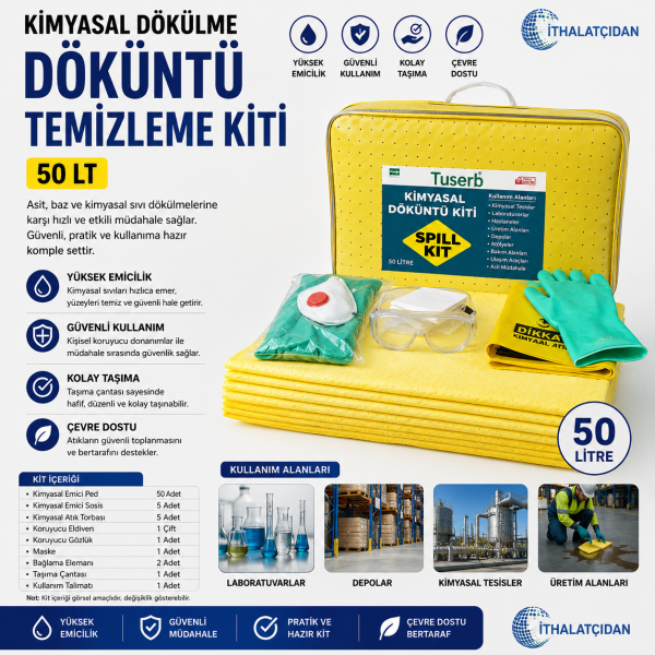 Kimyasal Dökülme Döküntü Temizleme Kiti 50 Lt