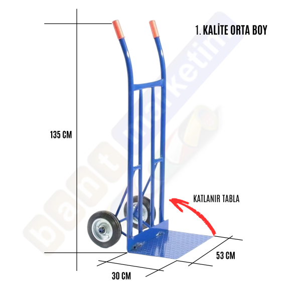 Orta Boy Katlanır Tablalı Yük Ve Koli Taşıma El Arabası
