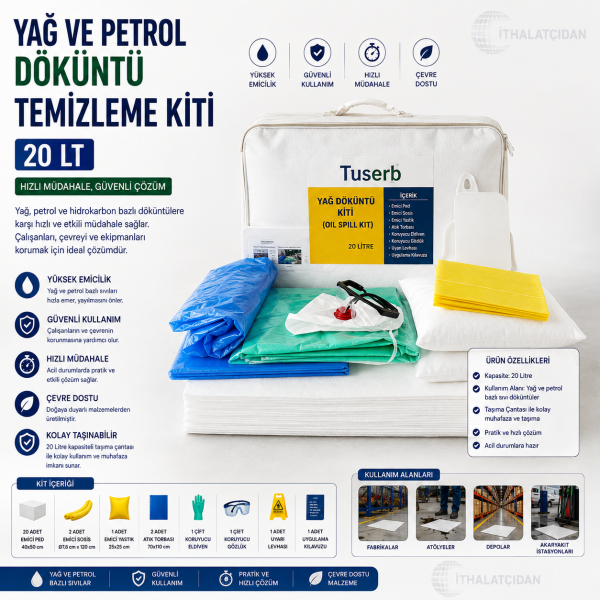 Yağ Ve Petrol Döküntü Temizleme Kiti 20 Lt