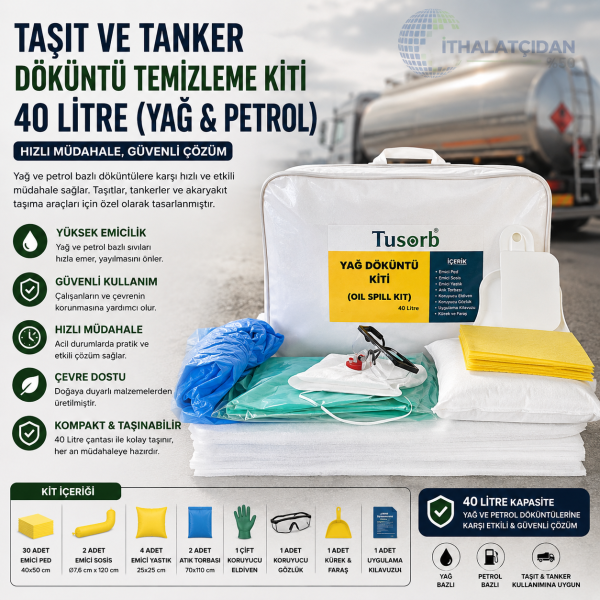 Taşıt Ve Tanker Döküntü Temizleme Kiti 40 Litre (yağ Ve Petrol)