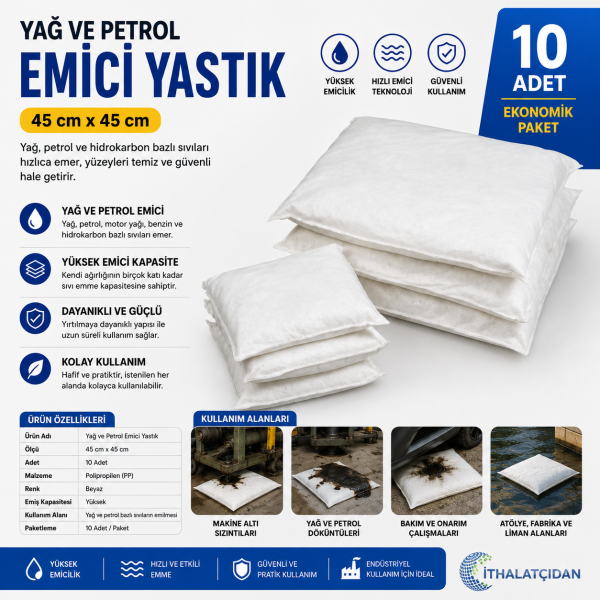 Yağ Ve Petrol Emici Yastık 45cmx45cm 10adet