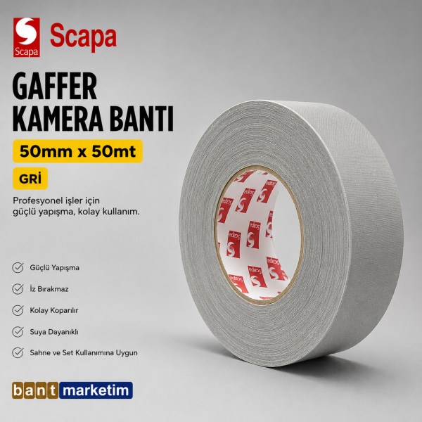 Scapa 3101 Gaffer Kamera Bandı Tamir Bandı 50mmx50mt Gri