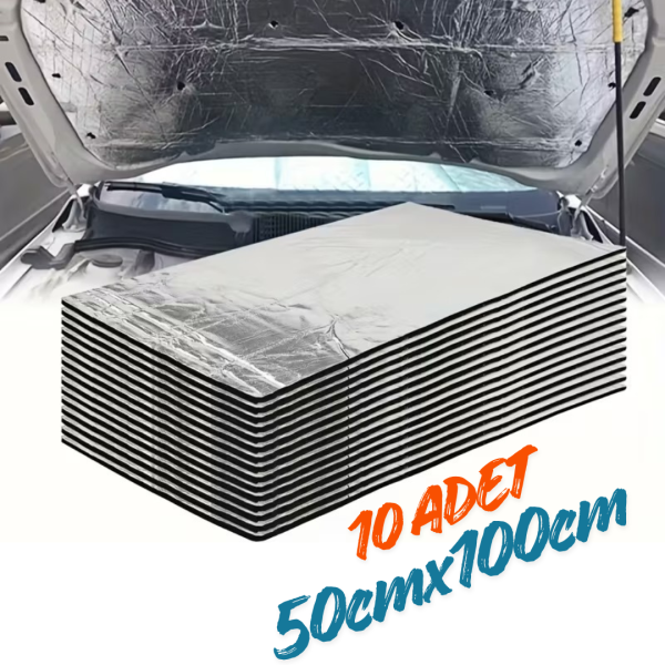 Araç Oto Kaput Kapı Taban Davlumbaz Ses Yalıtım Malzemesi 9mm Alm. Folyolu Kauçuk 50cmx100cm 10adet