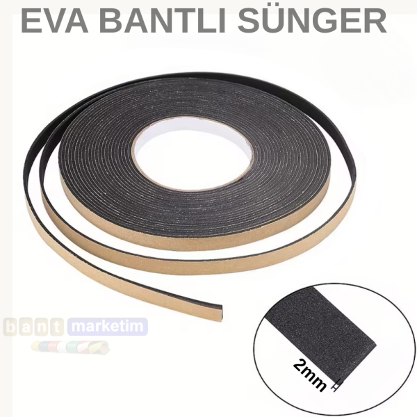 Eva Neopren Conta Sünger Bantlı Sızdırmazlık Bandı 2mm Kalınlıkta 8mmx25mt