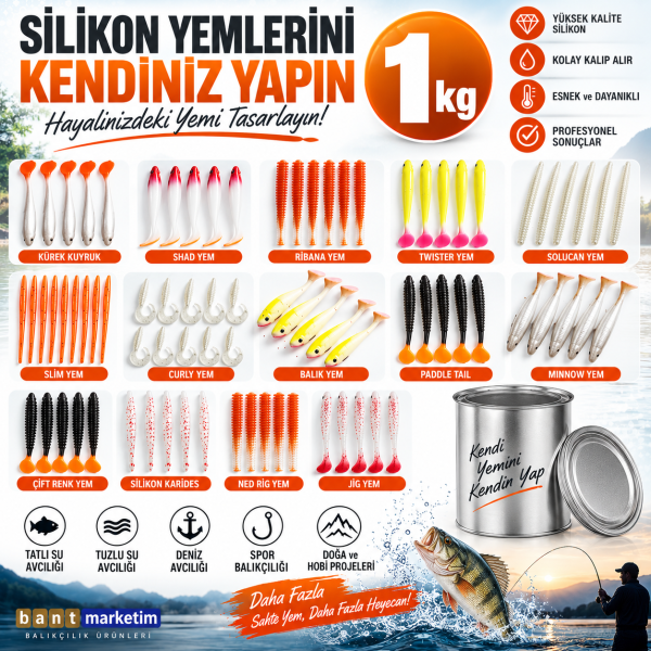 Silikon Balık Yemi Hammaddesi 1 KG – Evde Silikon Yem Yapımı İçin Sıvı Silikon (10 Shore)