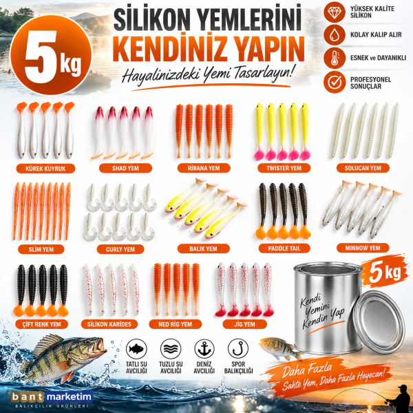 Silikon Balık Yemi Hammaddesi 5 KG – Evde Silikon Yem Yapımı İçin Sıvı Silikon (15 Shore)
