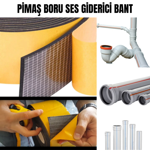 Pimaş Gider Borusu Ses Yalıtımı Kauçuk Bant Yapışkanlı 10cm x 10metre
