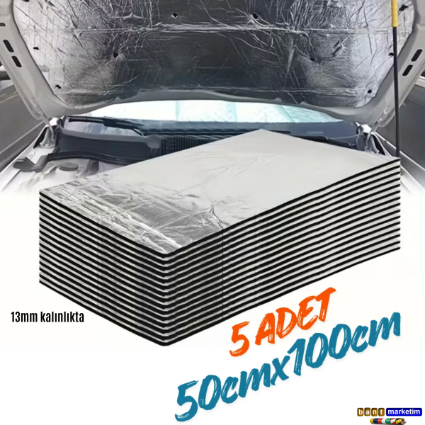 Ticari Araç Karavan Panelvan Oto Ses Yalıtım Malzemesi Folyolu 13mm Kalınlıkta 50cmx100cm (5Adet)