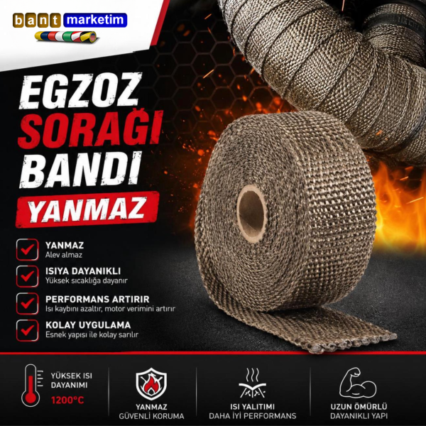 Egzoz Yanmaz Sargı Keçesi Egzoz Sargı Bandı Yanmaz Sargı Keçesi 10 Metre Kahverengi